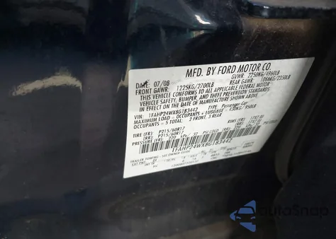 2008 Ford Taurus Sel from USA, damaged, VIN 1FAHP24WX8G183442